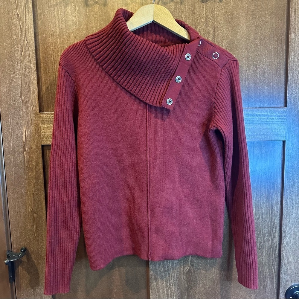 CAbi Maroon Burgundy Pushover Pullover Sweater